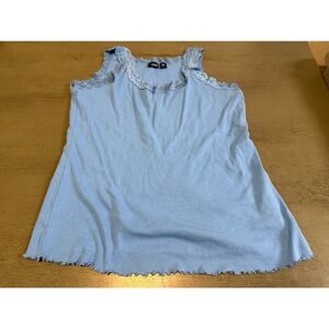 blue ribbed BASIC EDITIONS tank top shirt plus 1X